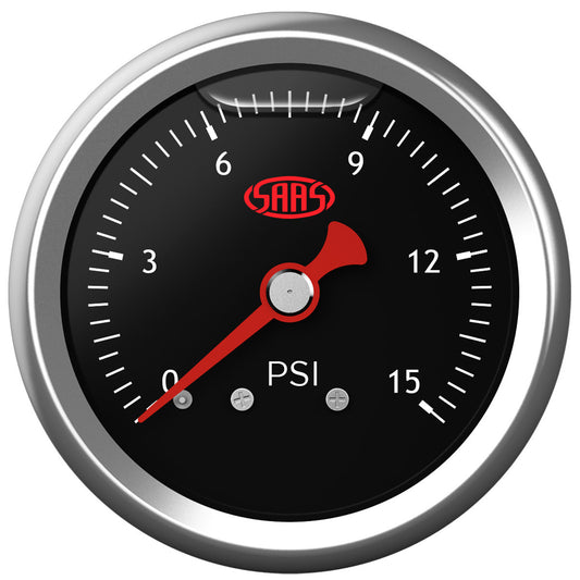 SAAS Fuel Press Gauge 15 Psi Liquid Filled 41mm Black (SG15B)
