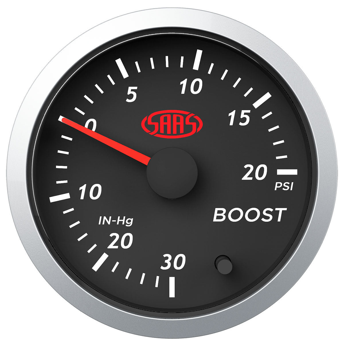 SAAS Boost Gauge 30inHg-20psi 52mm Black Street Series (SG21210)