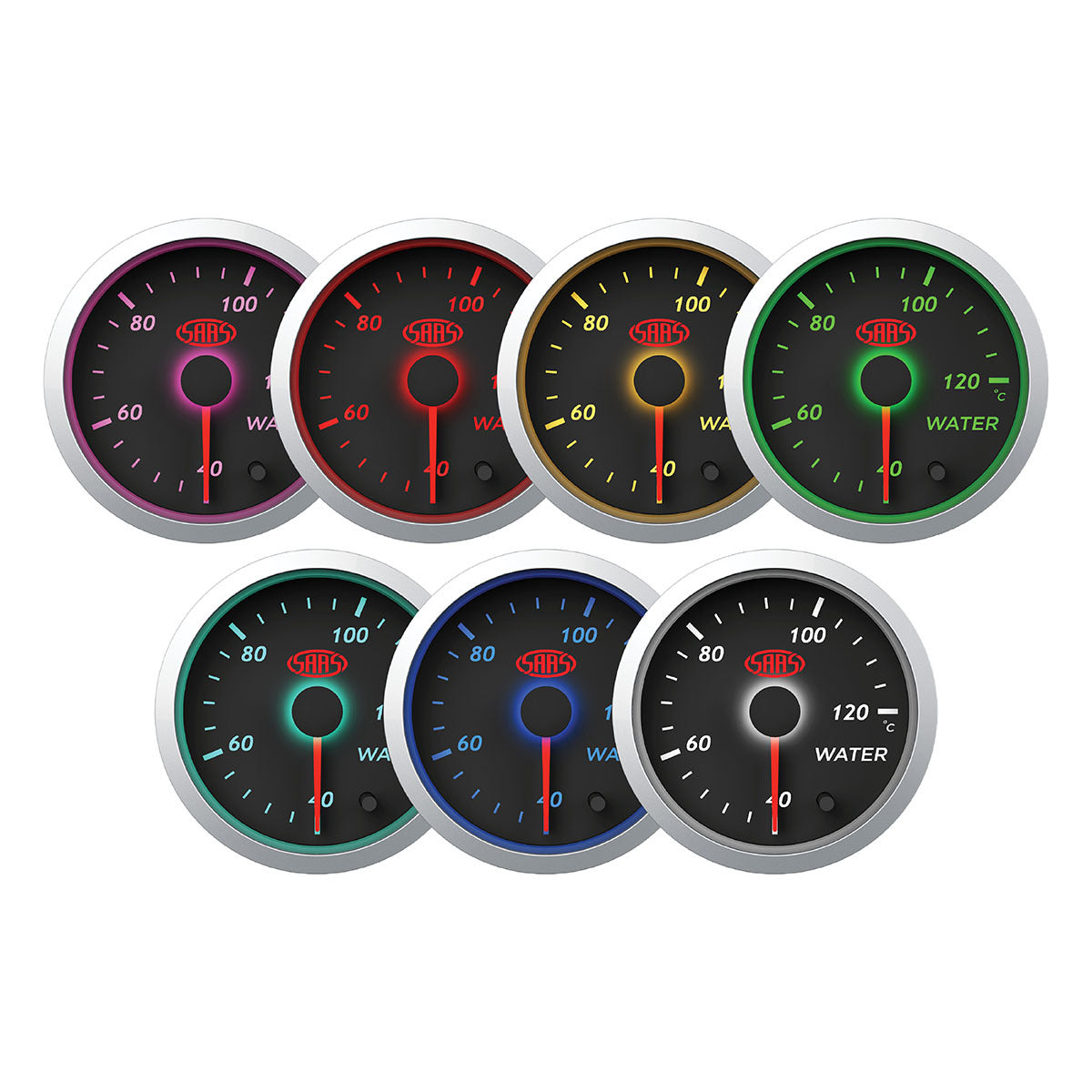 SAAS Water Temp Gauge 40°-120° 52mm Black Street Series (SG21220)