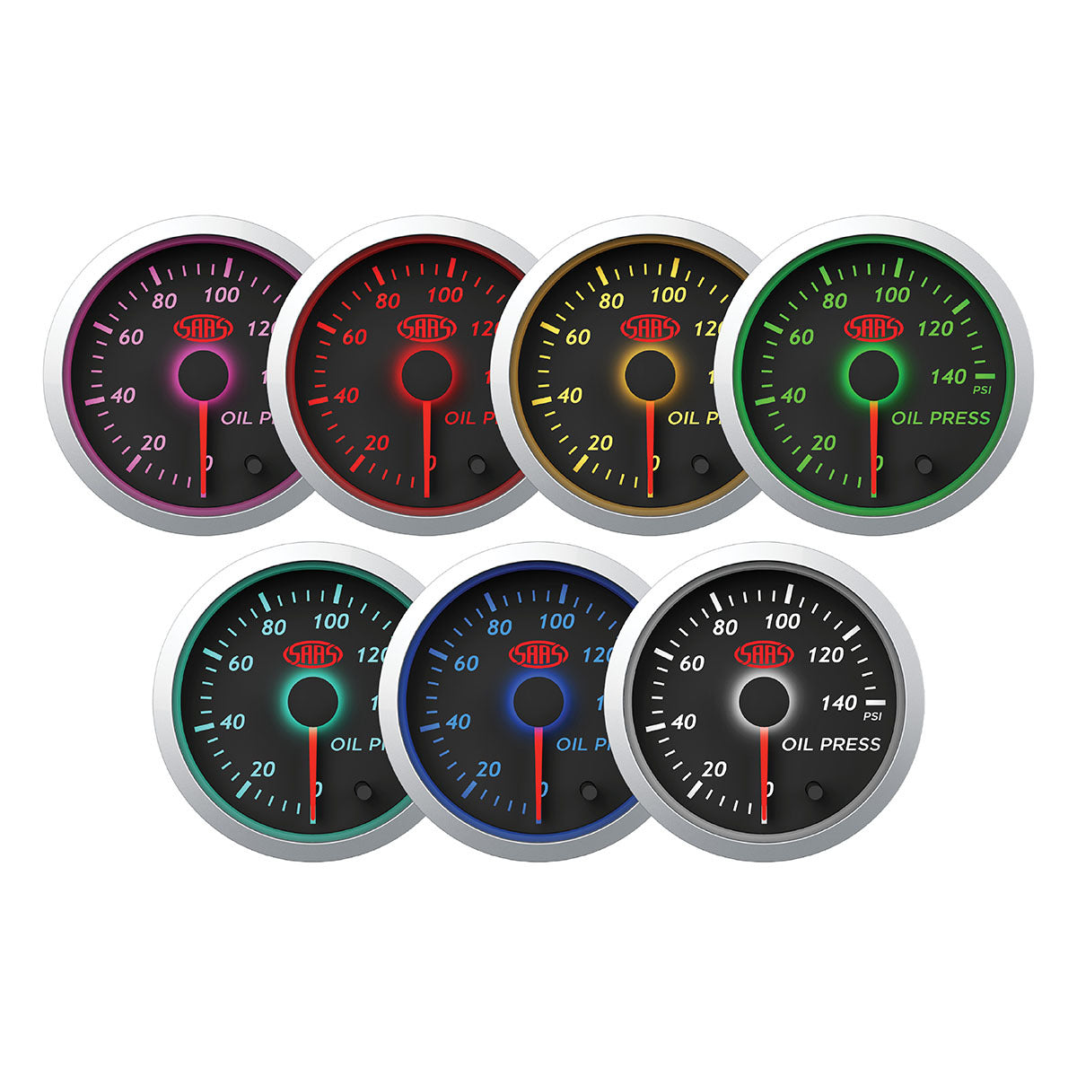 SAAS Oil Press Gauge 0-140psi 52mm Black Street Series (SG21230)