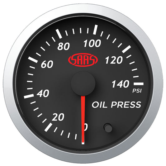 SAAS Oil Press Gauge 0-140psi 52mm Black Street Series (SG21230)