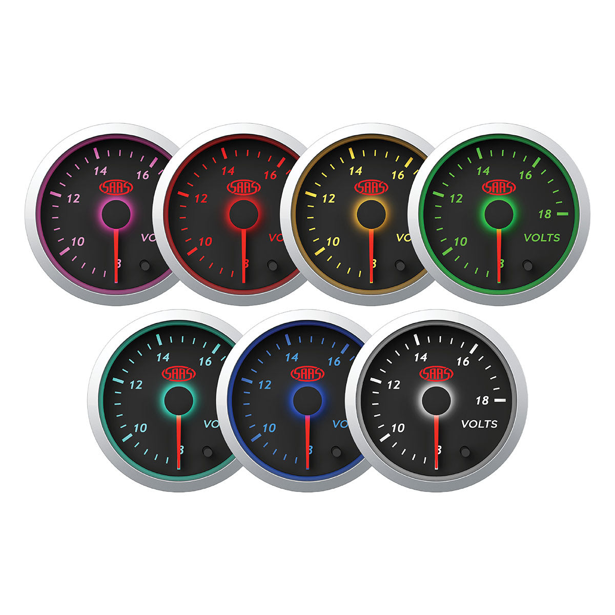SAAS Volt Gauge 8v-18v 52mm Black Street Series (SG21250)