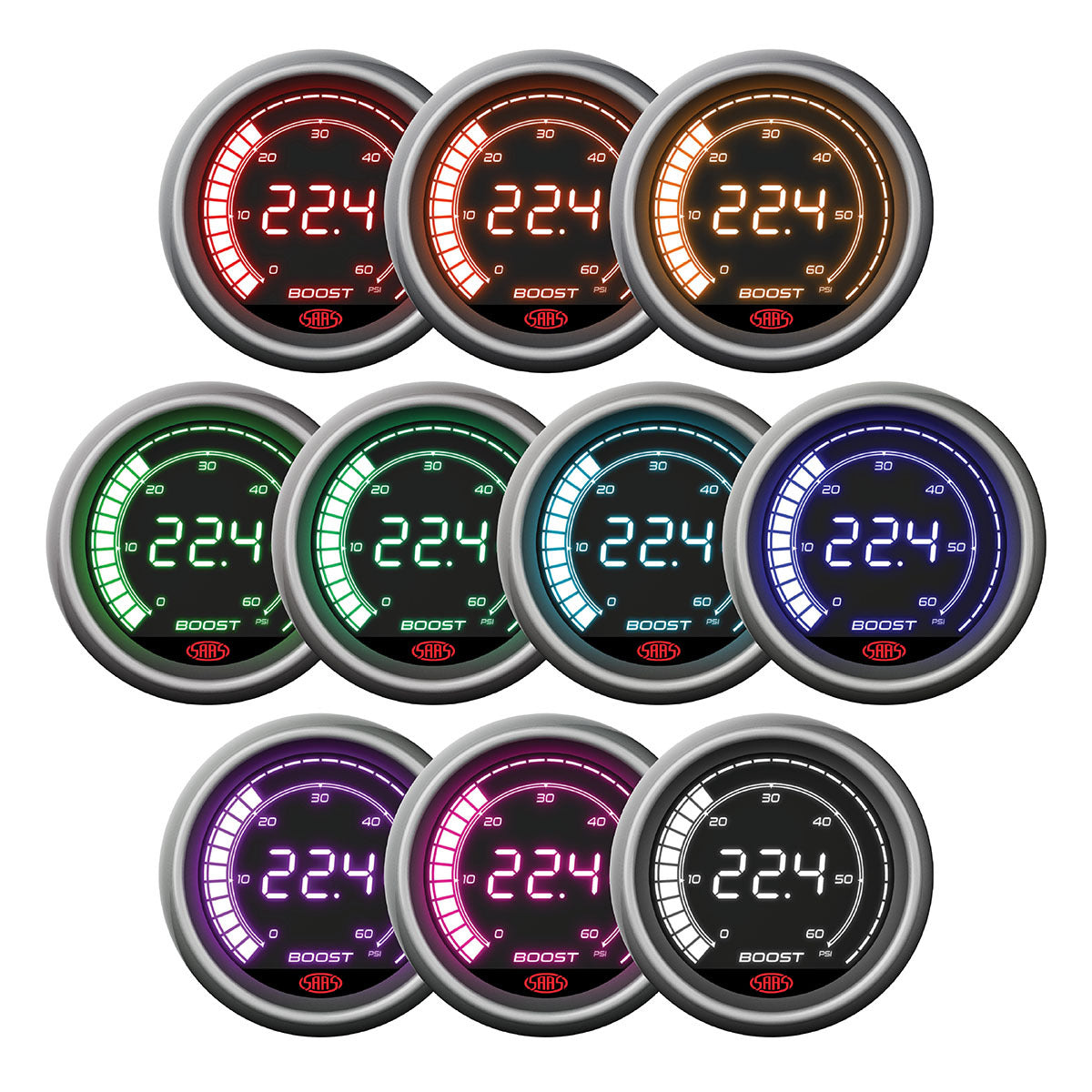 SAAS Boost Gauge Diesel 0-60psi 52mm Digital Series (SG41214)