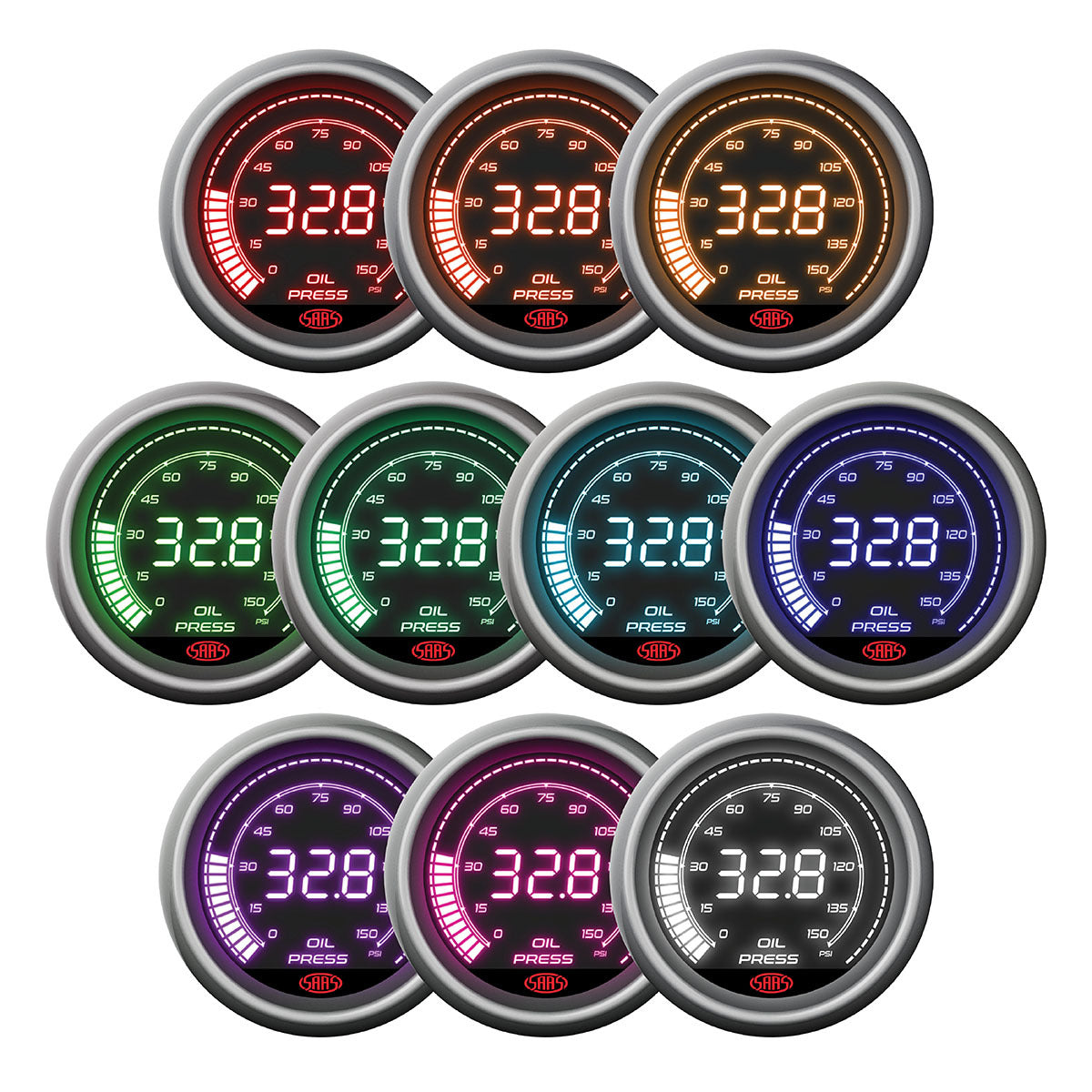 Oil Pressure Gauge 0-150 psi 52mm Muscle Digital Series