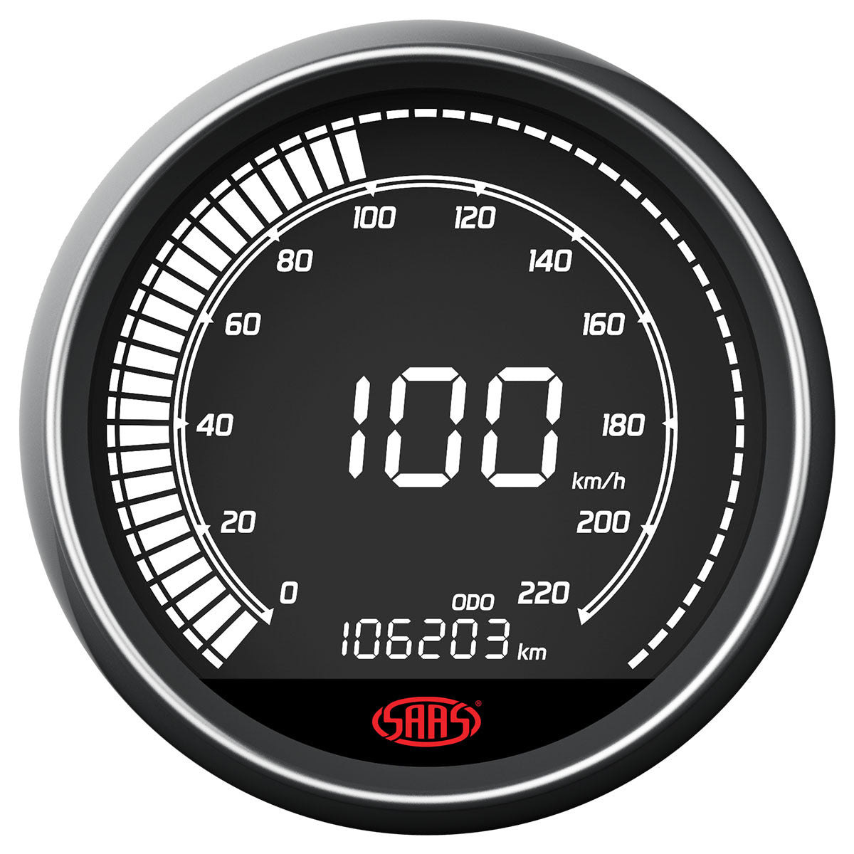 SAAS Speedo 220 KPH 3 1/2" 89mm In Dash Muscle Digital Series (SG41263)