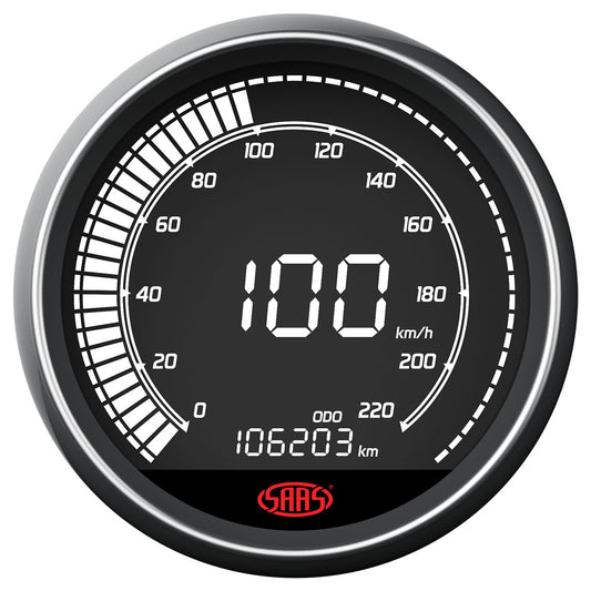 SAAS Speedo 220 KPH 3 1/2" 89mm In Dash Muscle Digital Series (SG41263)