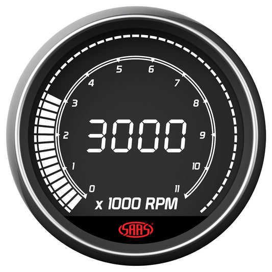 SAAS Tachometer 0-11K Shiftlite 3 1/2" 89mm In Dash Muscle Digital Series (SG41264)