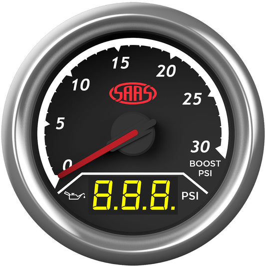 SAAS Dual Gauge Boost 0-30 Psi/Oil Pressure 140 Psi Trax Series (SG611230)