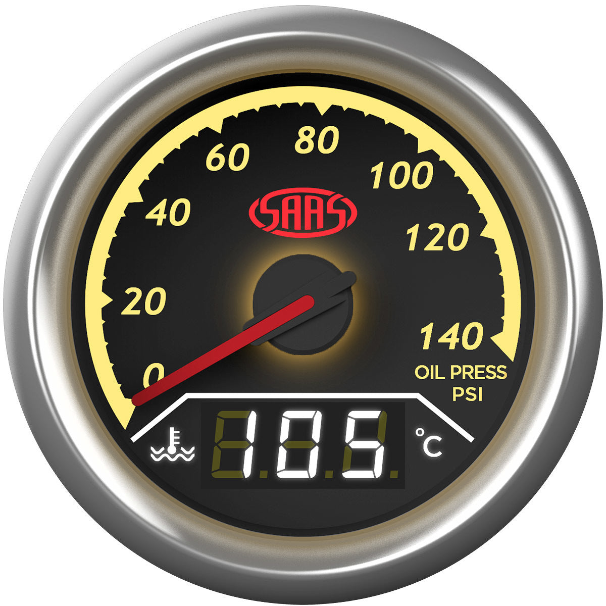 SAAS Dual Gauge Oil Pressure 140 Psi/Water Temp 40°-120° Analogue/Digital Trax Series (SG613020)