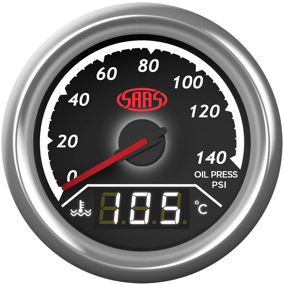SAAS Dual Gauge Oil Pressure 140 Psi/Water Temp 40°-120° Analogue/Digital Trax Series (SG613020)