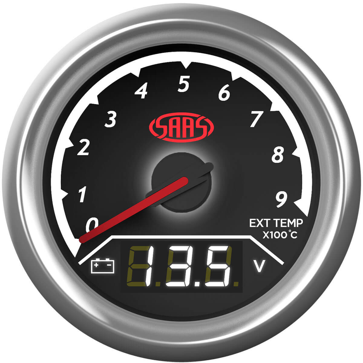 SAAS Dual Gauge Exhaust Temp 0°-900°/Volt 8v-18v Analogue/Digital Trax Series (SG614050)
