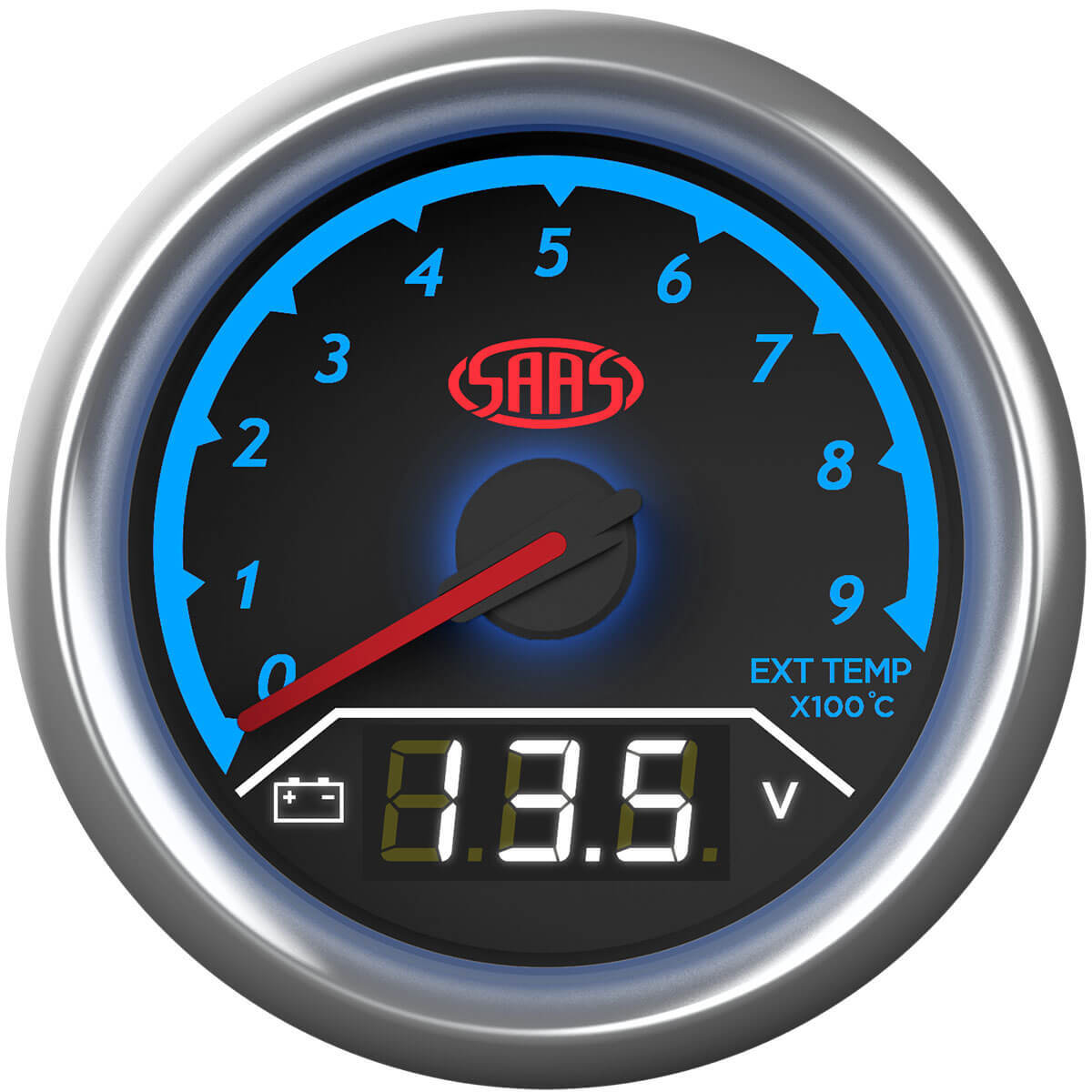 SAAS Dual Gauge Exhaust Temp 0°-900°/Volt 8v-18v Analogue/Digital Trax Series (SG614050)
