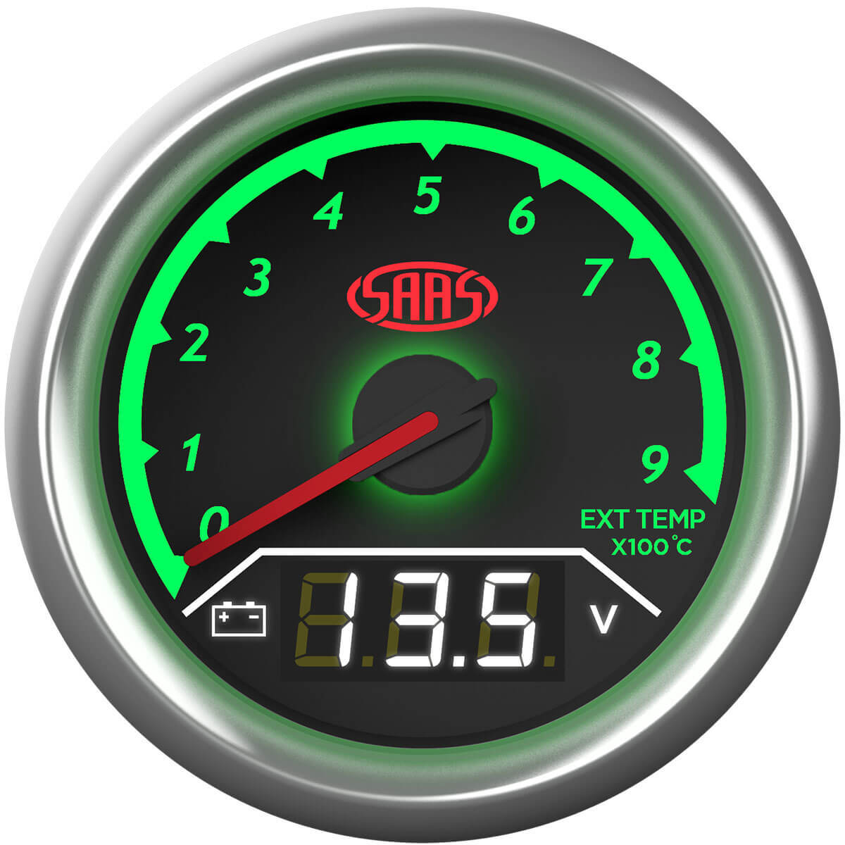 SAAS Dual Gauge Exhaust Temp 0°-900°/Volt 8v-18v Analogue/Digital Trax Series (SG614050)