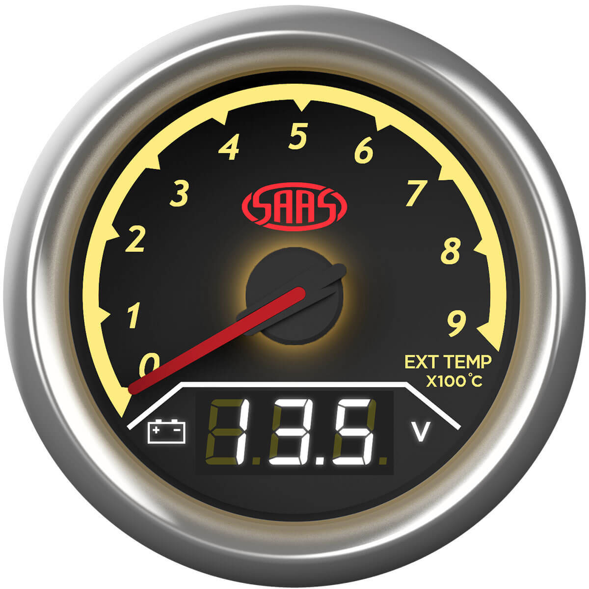 SAAS Dual Gauge Exhaust Temp 0°-900°/Volt 8v-18v Analogue/Digital Trax Series (SG614050)