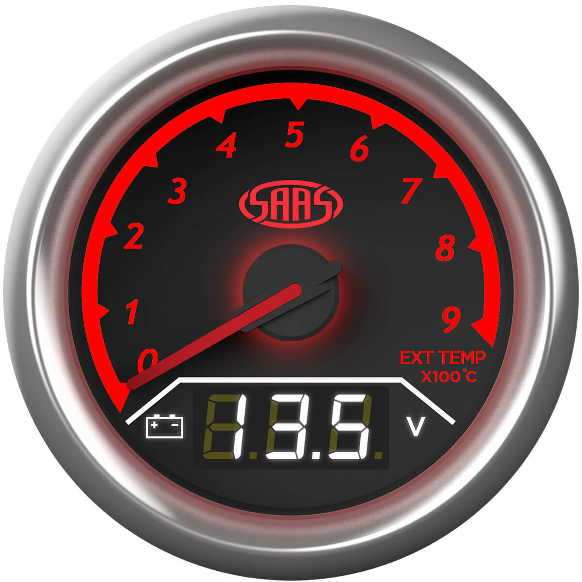 SAAS Dual Gauge Exhaust Temp 0°-900°/Volt 8v-18v Analogue/Digital Trax Series (SG614050)