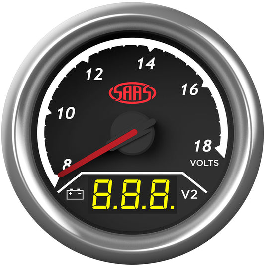 SAAS Dual Gauge Volt 8v-18v/Volt 8v-18v Analogue/Digital Trax Series (SG615050)