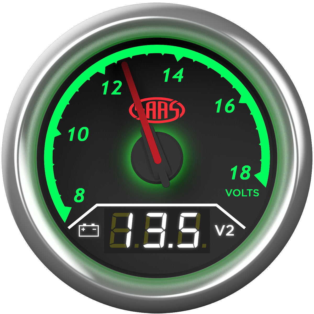 SAAS Dual Gauge Volt 8v-18v/Volt 8v-18v Analogue/Digital Trax Series (SG615050)