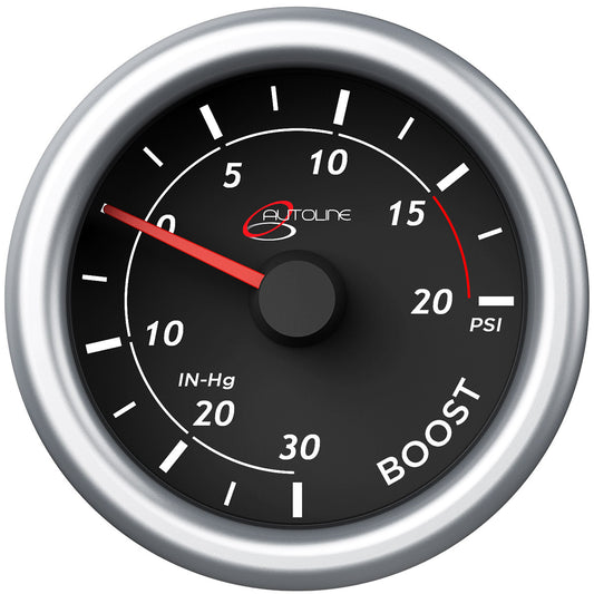SAAS Boost Gauge 30inHg-20psi 52mm Black Autoline EE (SG71210)