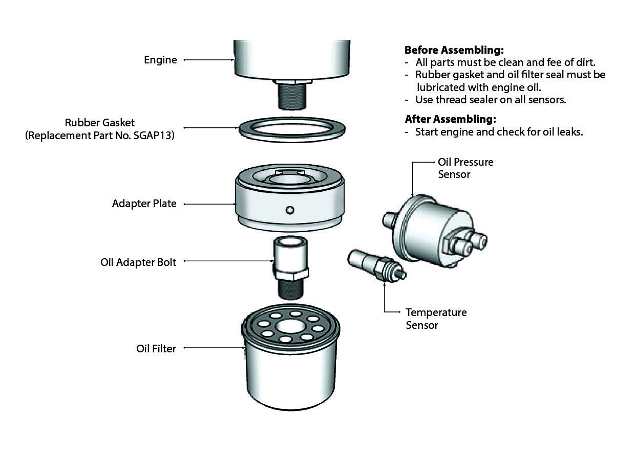 SAAS Oil Filter Sandwich Plate Billet Black 4X4 (SGAP3)