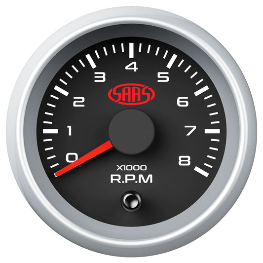 SAAS Tachometer 0-8K 52mm Black Muscle Series 2 (SGTAC52BS2)