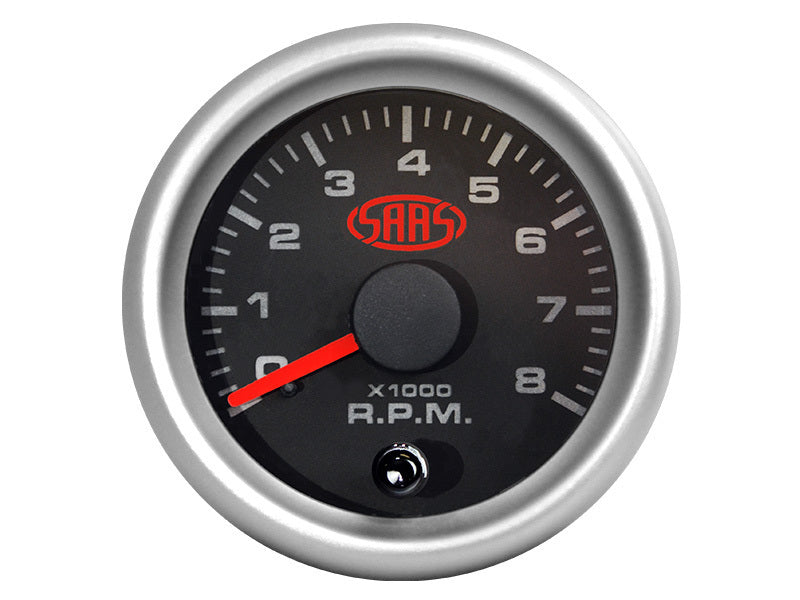 SAAS Tachometer 0-8K 52mm Black Muscle Series 2 (SGTAC52BS2)