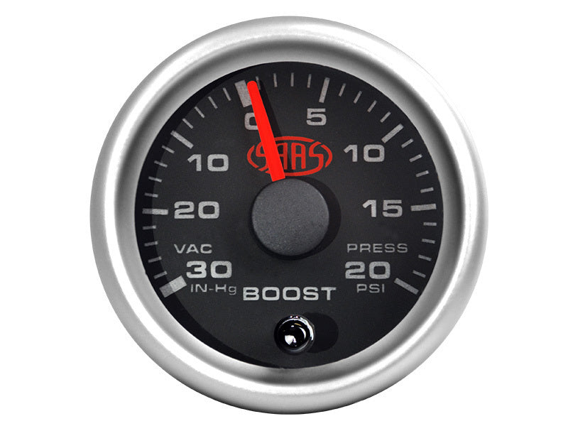 SAAS Boost Gauge 30inHg-20psi 52mm Black Muscle Series 2 (SGTB52BS2)