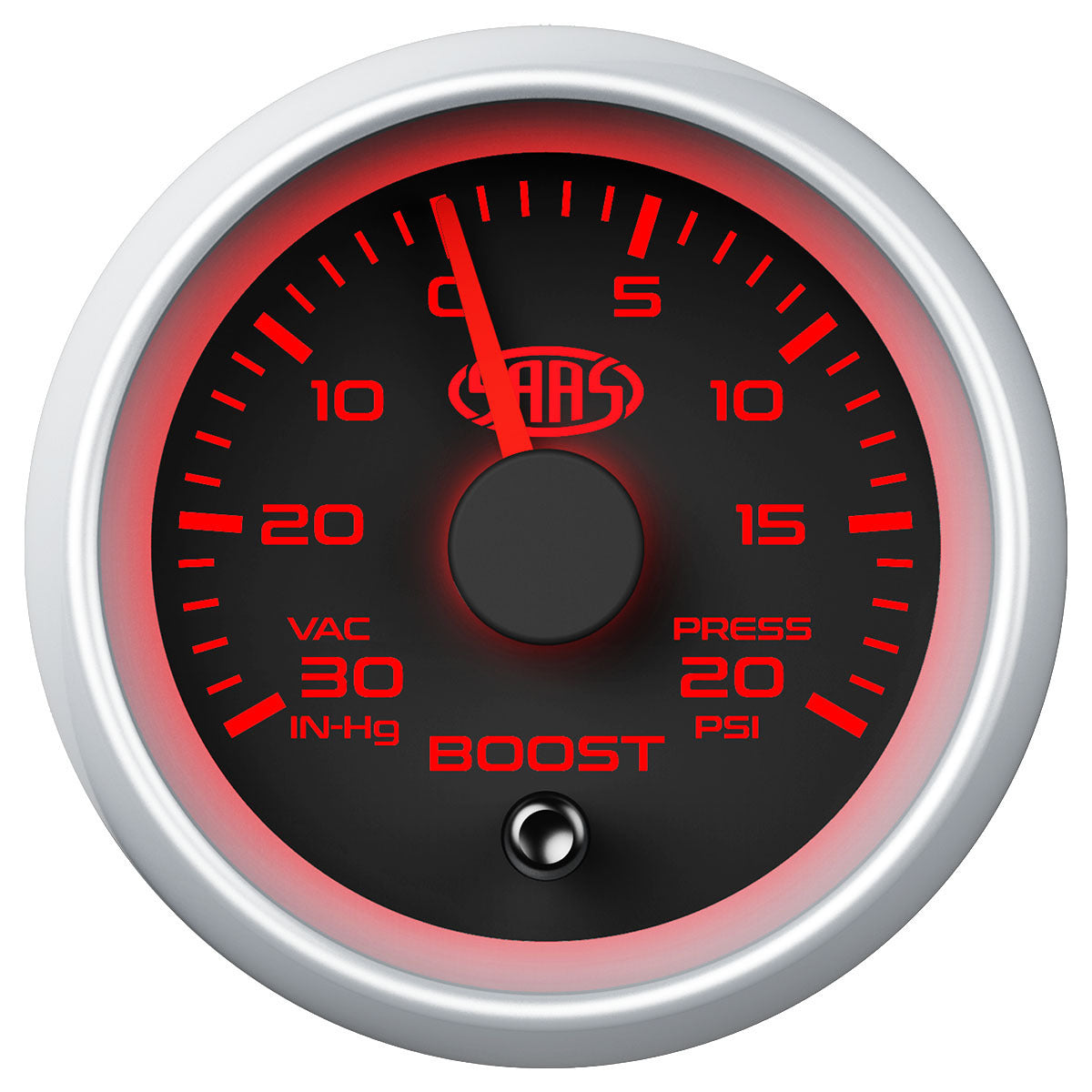 SAAS Boost Gauge 30inHg-20psi 52mm Black Muscle Series 2 (SGTB52BS2)