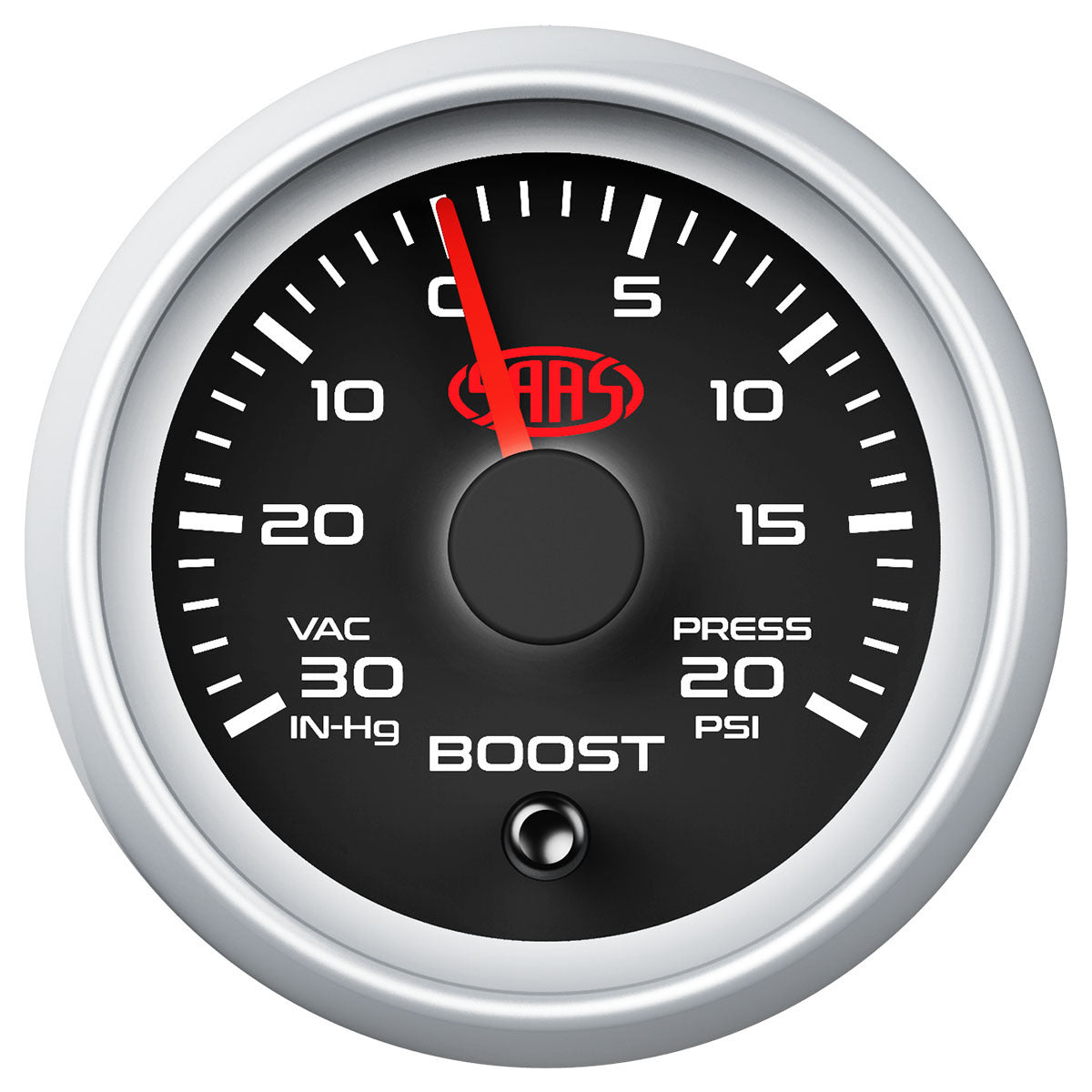 SAAS Boost Gauge 30inHg-20psi 52mm Black Muscle Series 2 (SGTB52BS2)