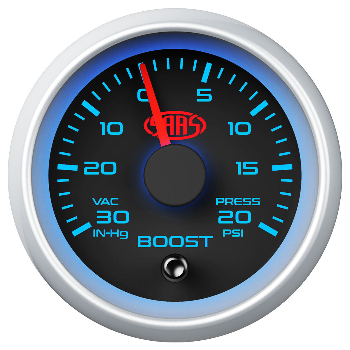 SAAS Boost Gauge 30inHg-20psi 52mm Black Muscle Series 2 (SGTB52BS2)