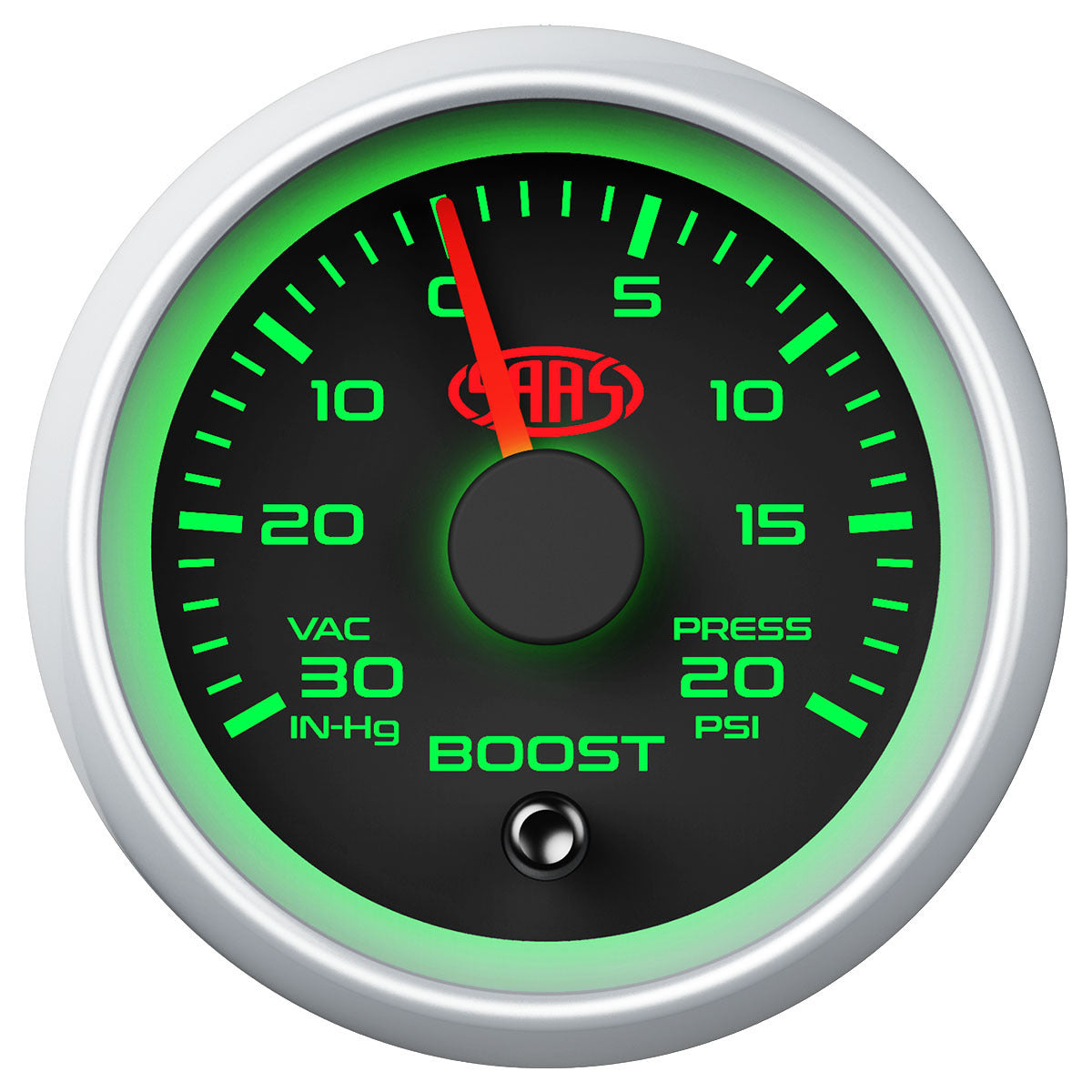 SAAS Boost Gauge 30inHg-20psi 52mm Black Muscle Series 2 (SGTB52BS2)