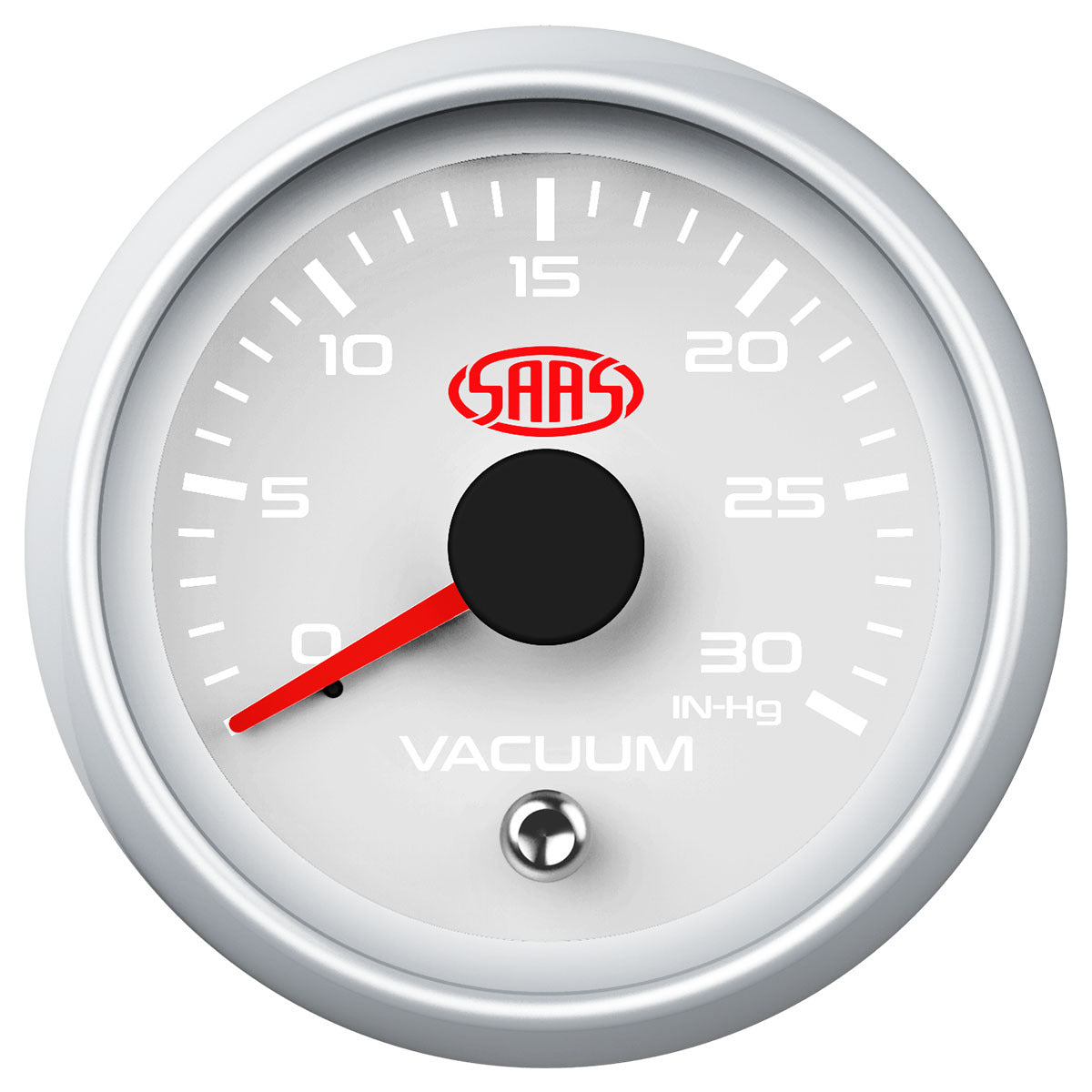 SAAS Vacuum Gauge 0-30inHg 52mm White Muscle Series 2 (SGVAC52WS2)