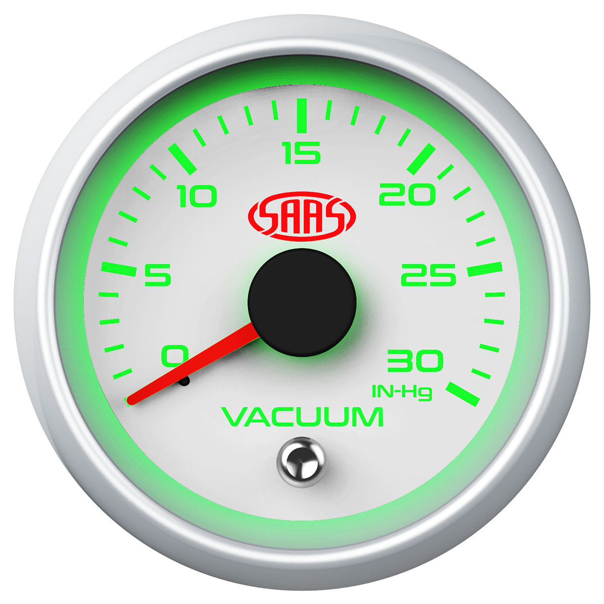 SAAS Vacuum Gauge 0-30inHg 52mm White Muscle Series 2 (SGVAC52WS2)