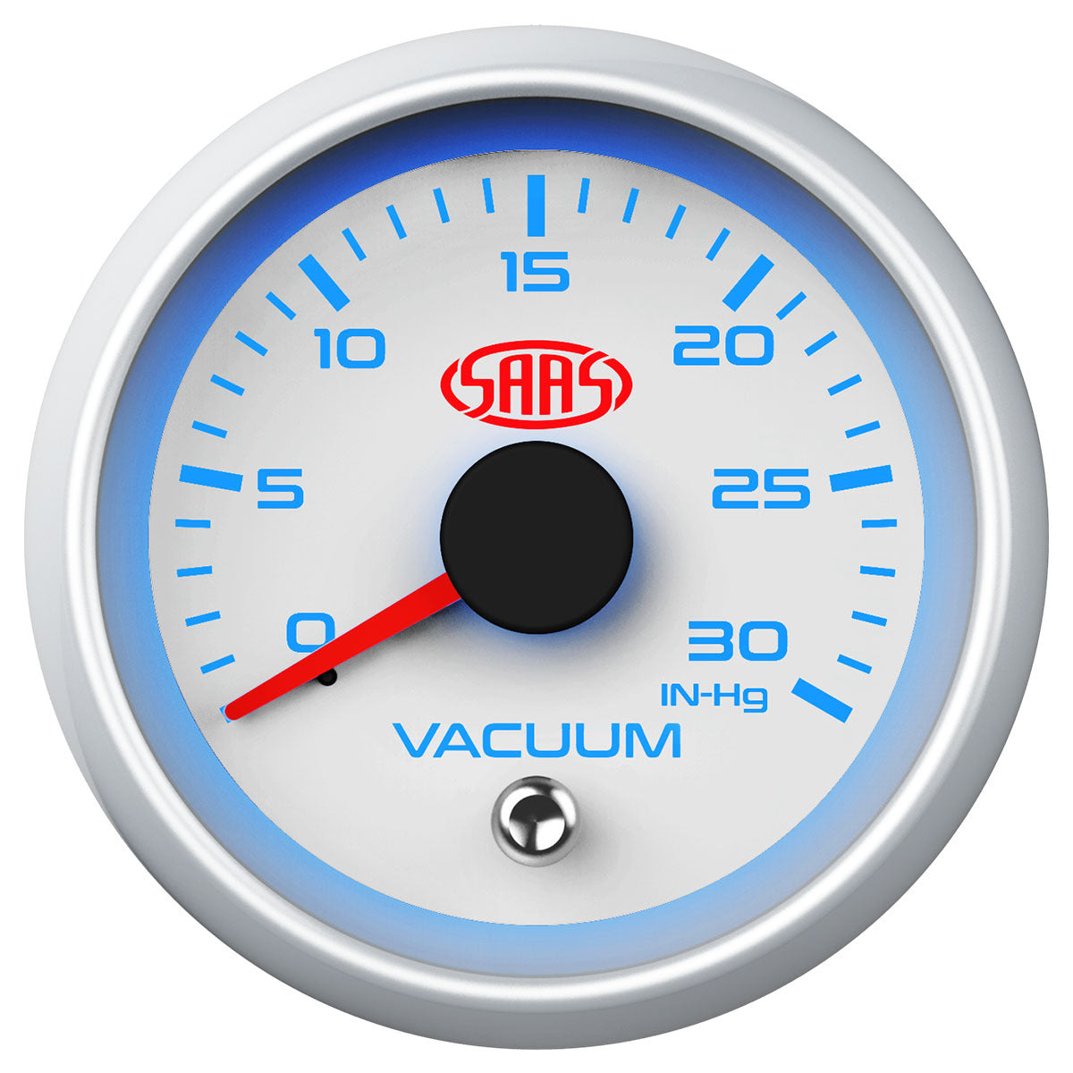 SAAS Vacuum Gauge 0-30inHg 52mm White Muscle Series 2 (SGVAC52WS2)