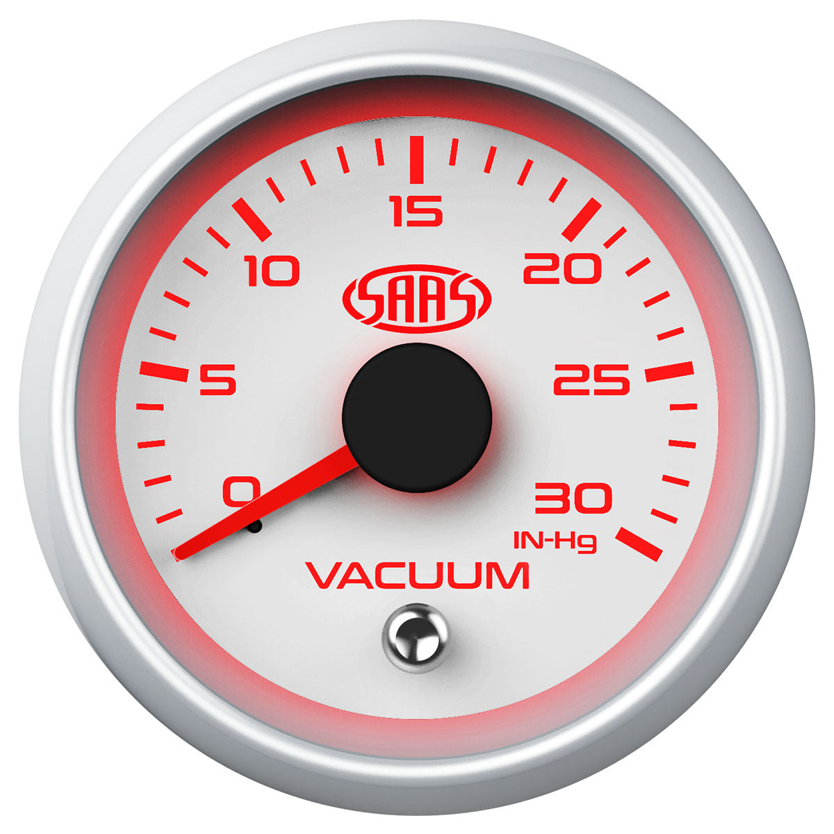 SAAS Vacuum Gauge 0-30inHg 52mm White Muscle Series 2 (SGVAC52WS2)