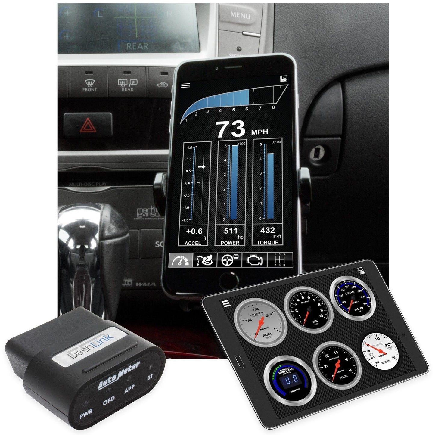 AUTOMETER DASHLINK, OBDII DIGITAL GAUGES, APPLE iOS/ANDROID