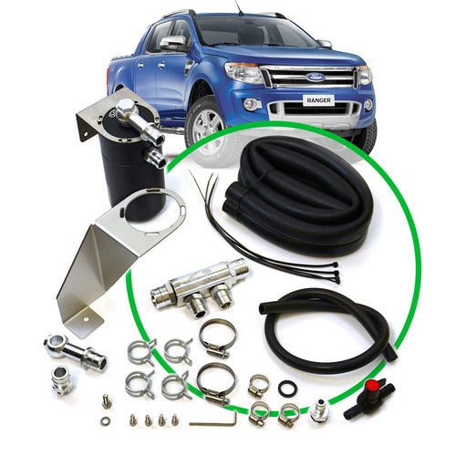 SAAS Oil Catch Tank Full Kit suit Ranger PX 2.2L/3.2L 2011 - 2015 Black Anodised