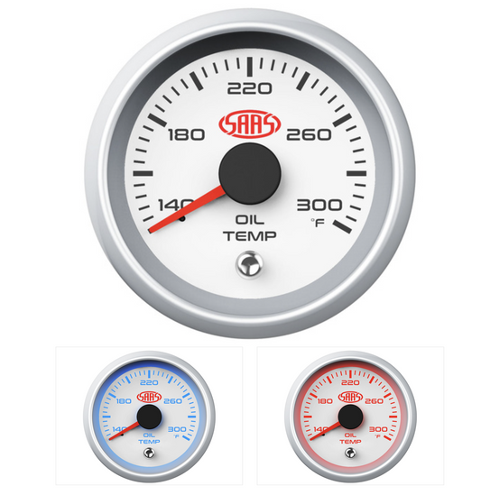 SAAS OIL TEMPERATURE GAUGE 52MM - WHITE MUSCLE SERIES II