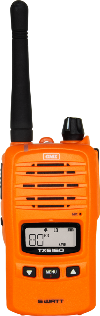 GME TX6160OTP 5/1 WATT UHF CB HANDHELD RADIO - TWIN PACK - BLAZE ORANGE