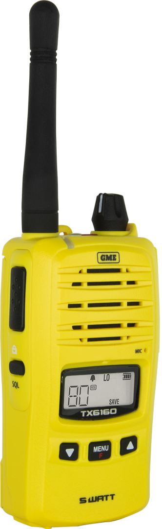 GME TX6160XY 5/1 WATT IP67 UHF CB HANDHELD RADIO - YELLOW