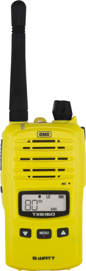 GME TX6160YTP 5/1 WATT UHF CB HANDHELD RADIO - TWIN PACK - YELLOW