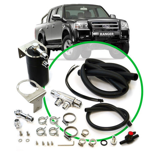 SAAS Oil Catch Tank Full Kit suits Ranger PJ/PK 3.0L 2006 - 2011 Black Anodised