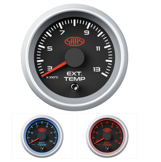 SAAS EXHAUST TEMP GAUGE 300°-1300° 1300 52MM BLACK MUSCLE SERIES 2
