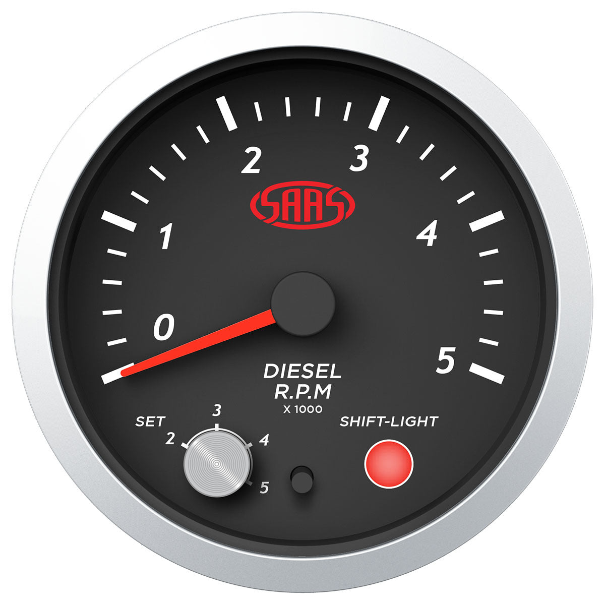 TACHOMETER DIESEL 0-5K SHIFTLIGHT 3 1/2" 89MM BLACK STREET SERIES