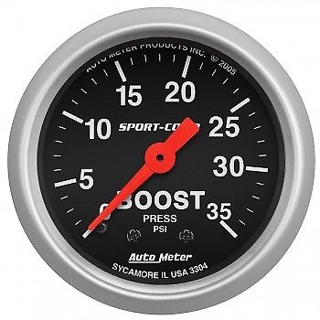 AUTOMETER SPORT COMP Series Boost Gauge 2-1/16", Mechanical, 0-35 psi