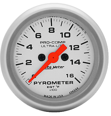 AUTOMETER ULRA LITE SERIES PYROMETER GAUGE 2-1/16", Full Sweep Electric, 0-1600
