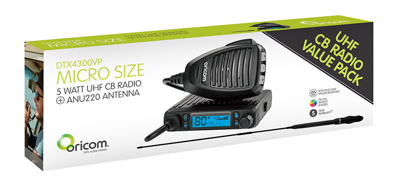 ORICOM Value Pack- DTX4300 UHF CB Radio + ANU220 Antenna (DTX4300VP)