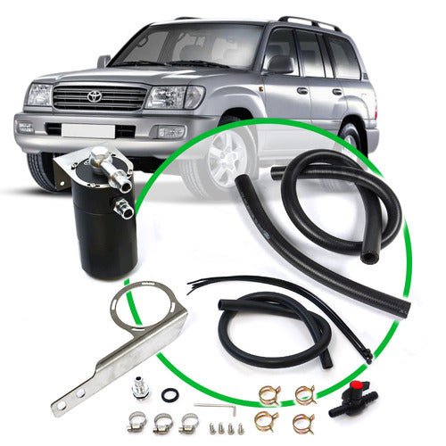 SAAS Oil Catch Tank Full Kit to suit Landcruiser 100 Series 1HZ 98-07 Black Catch Can