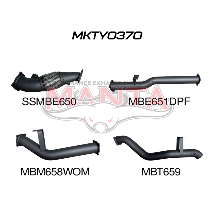 MANTA 4X4 3"/4" EXHAUST TOYOTA LANDCRUISER VDJ76 4.5L 1VD V8 TURBO DIESEL WAGON (WITH DPF) OCT 2016 ON