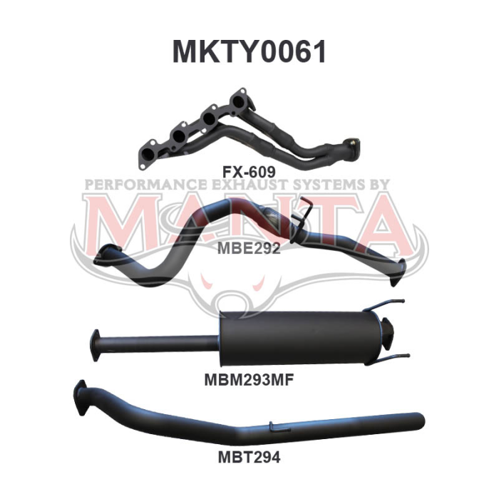 MANTA 4X4 TOYOTA HILUX LN147, LN167, LN179 3.0L DIESEL UTE 1997 2005 2.5" ALUMINISED STEEL EXHAUST FULL SYSTEM