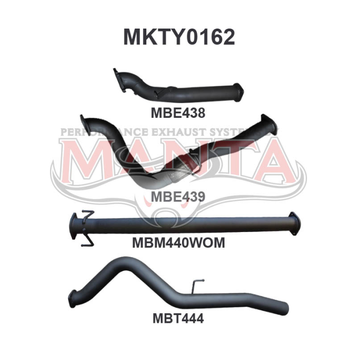 MANTA 4X4 TOYOTA HILUX KZN165 3.0L TURBO DIESEL 1KZ-TE 1999 2005 3" ALUMINISED/STAINLESS STEEL TURBO BACK EXHAUST